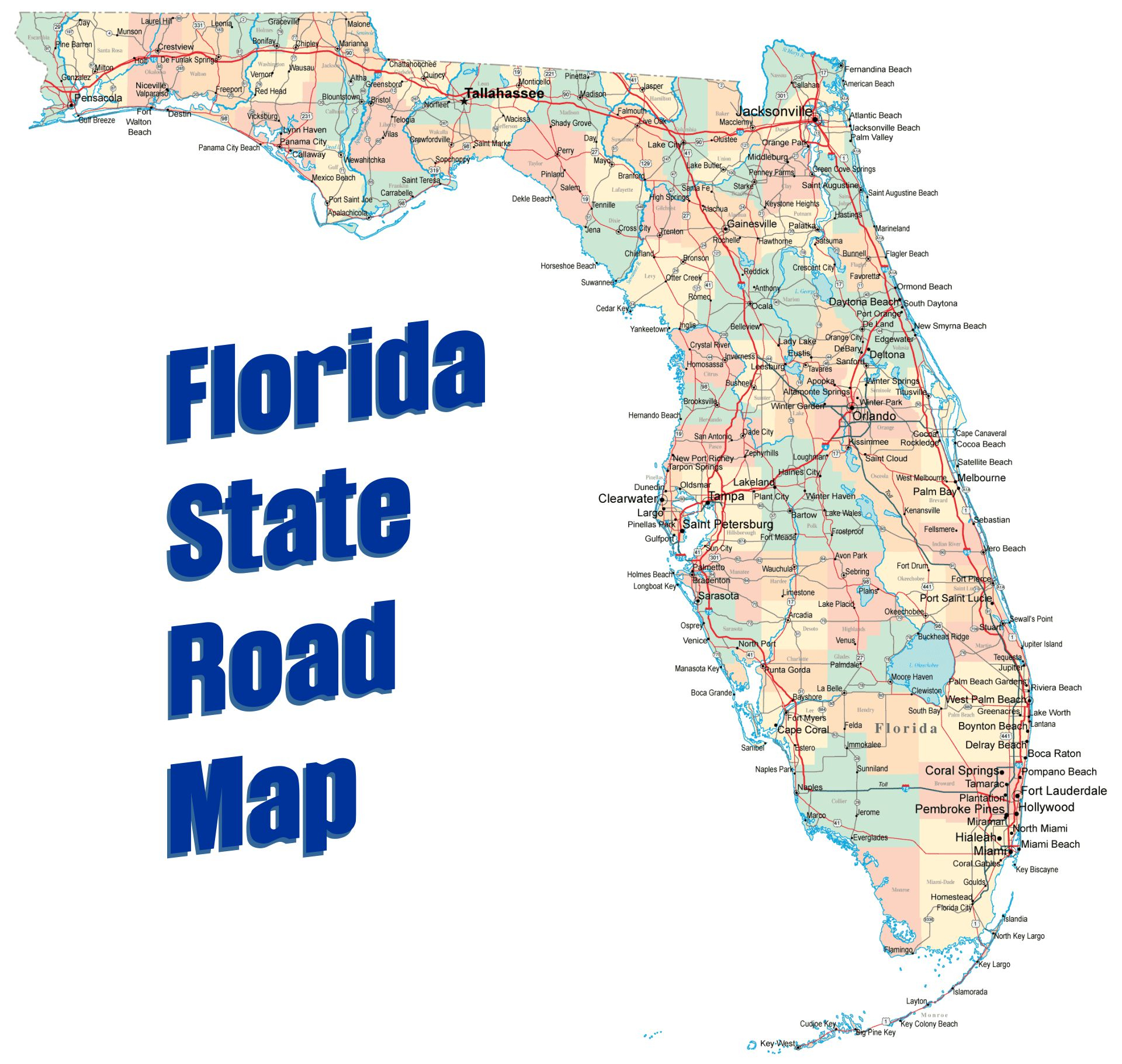6 Best Florida State Map Printable Printablee