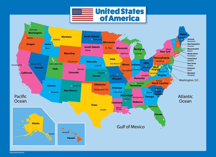 Free Printable Map of United States