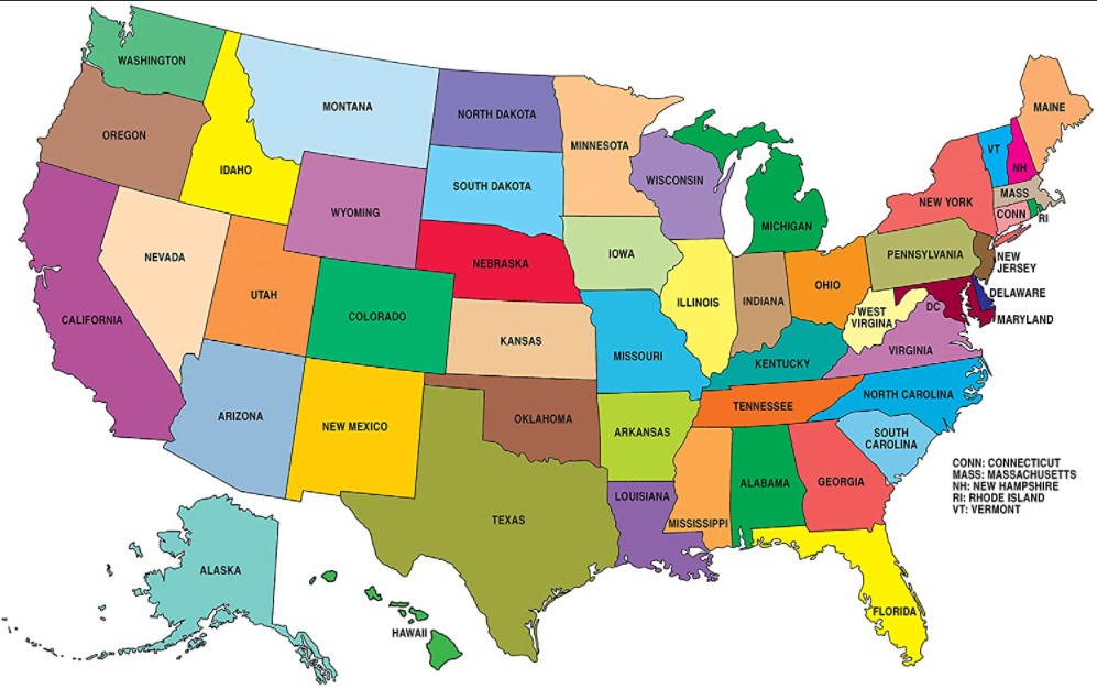 Map Of United States Printable