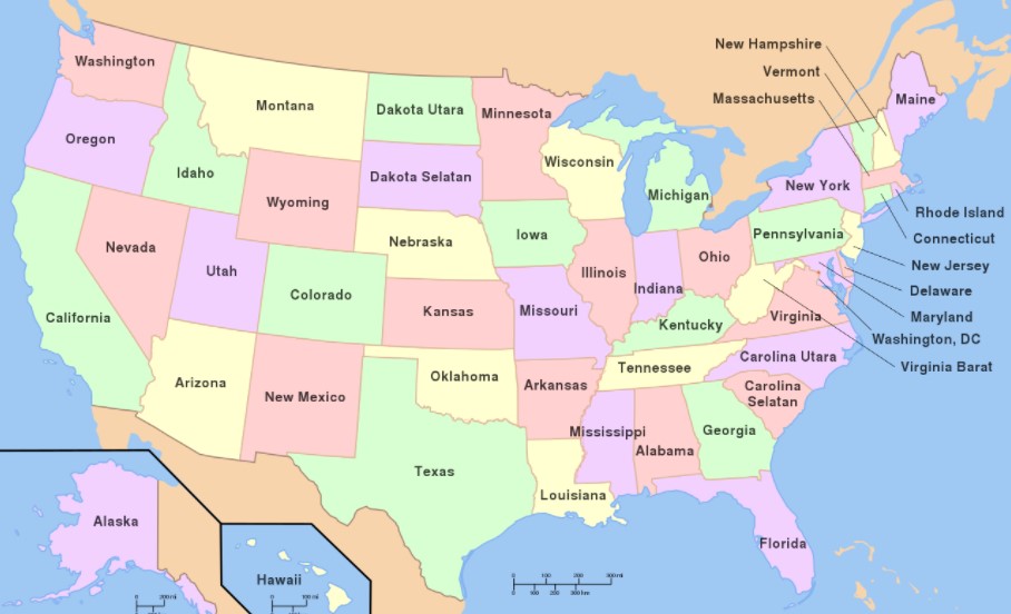 Map of United States Free Printable