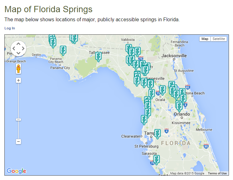 Florida Freshwater Springs Map Florida Map