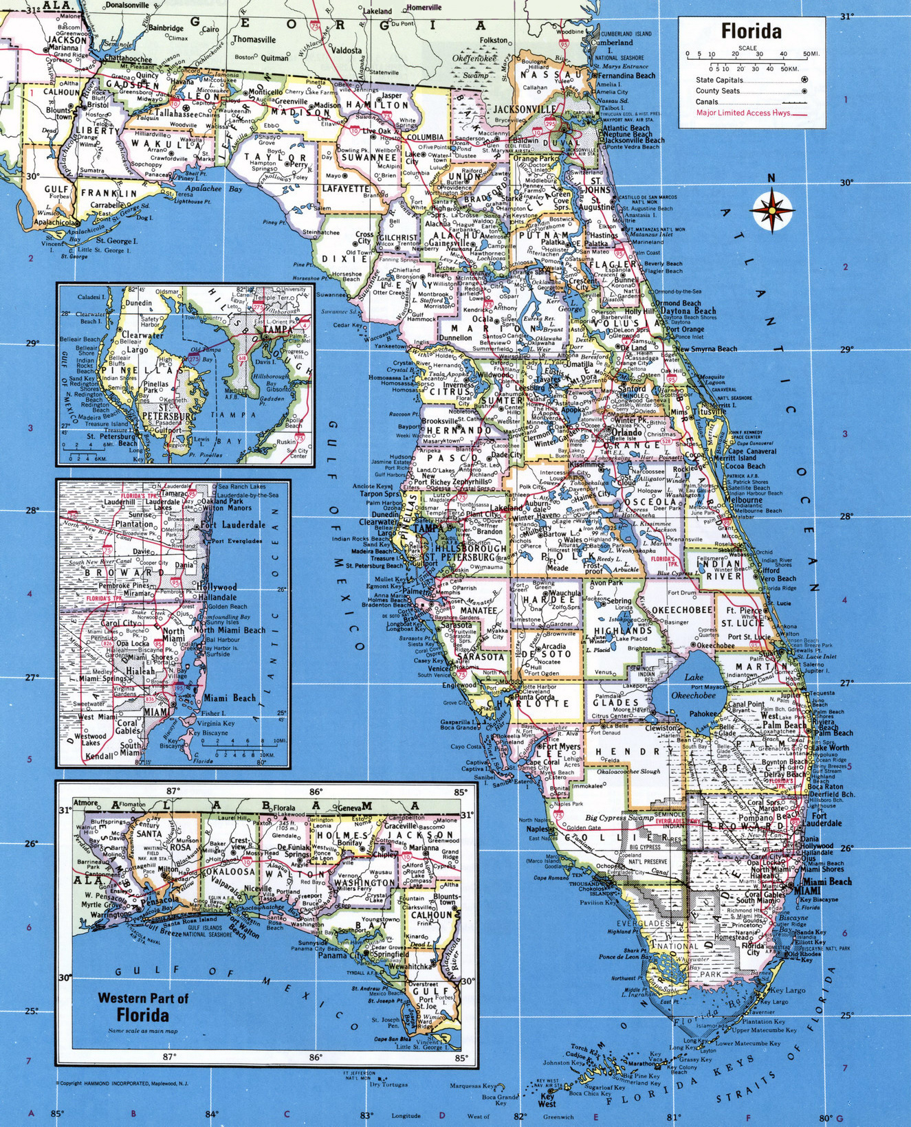 Large Detailed Administrative Map Of Florida State With 