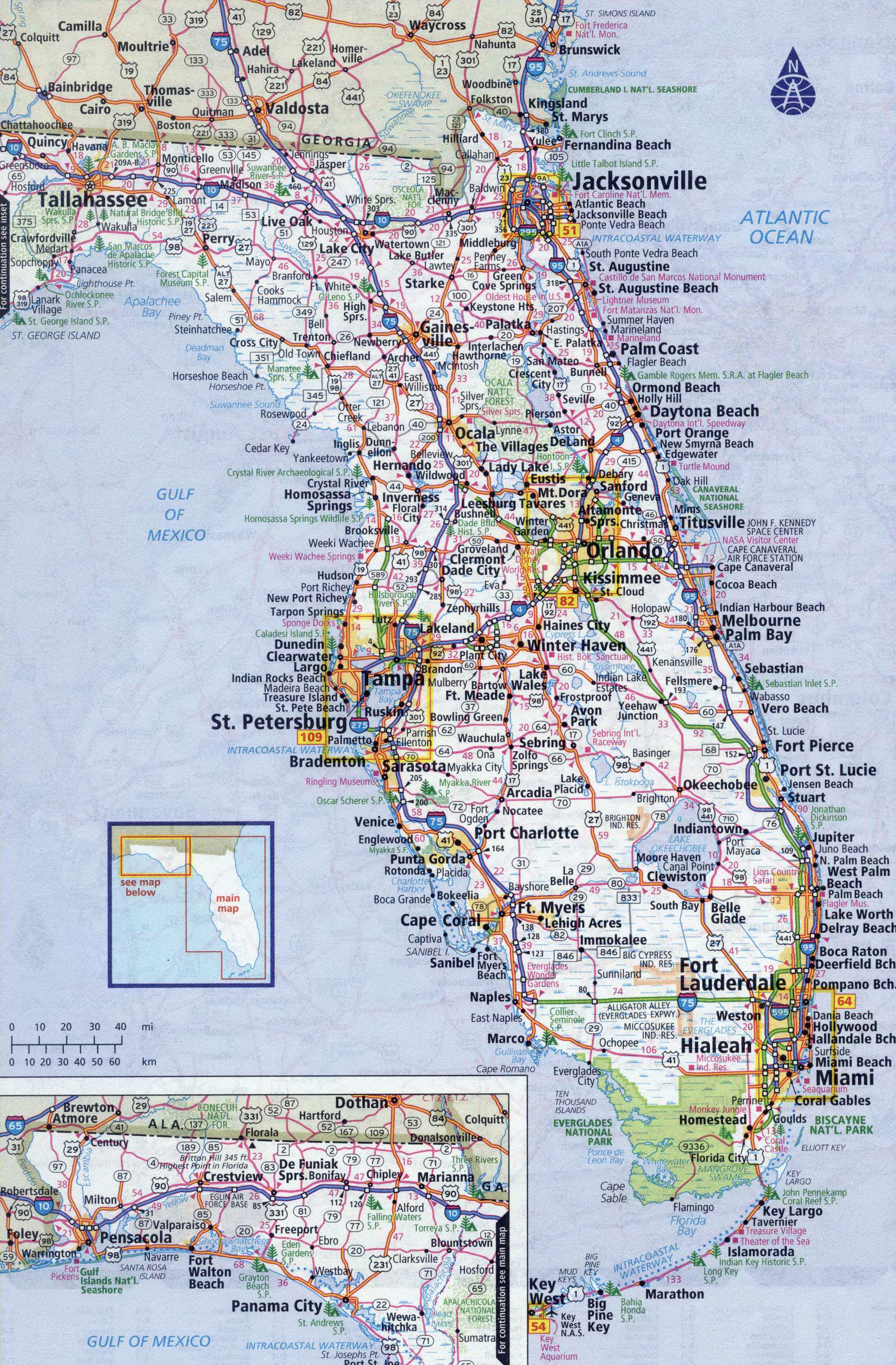 Large Detailed Roads And Highways Map Of Florida State 
