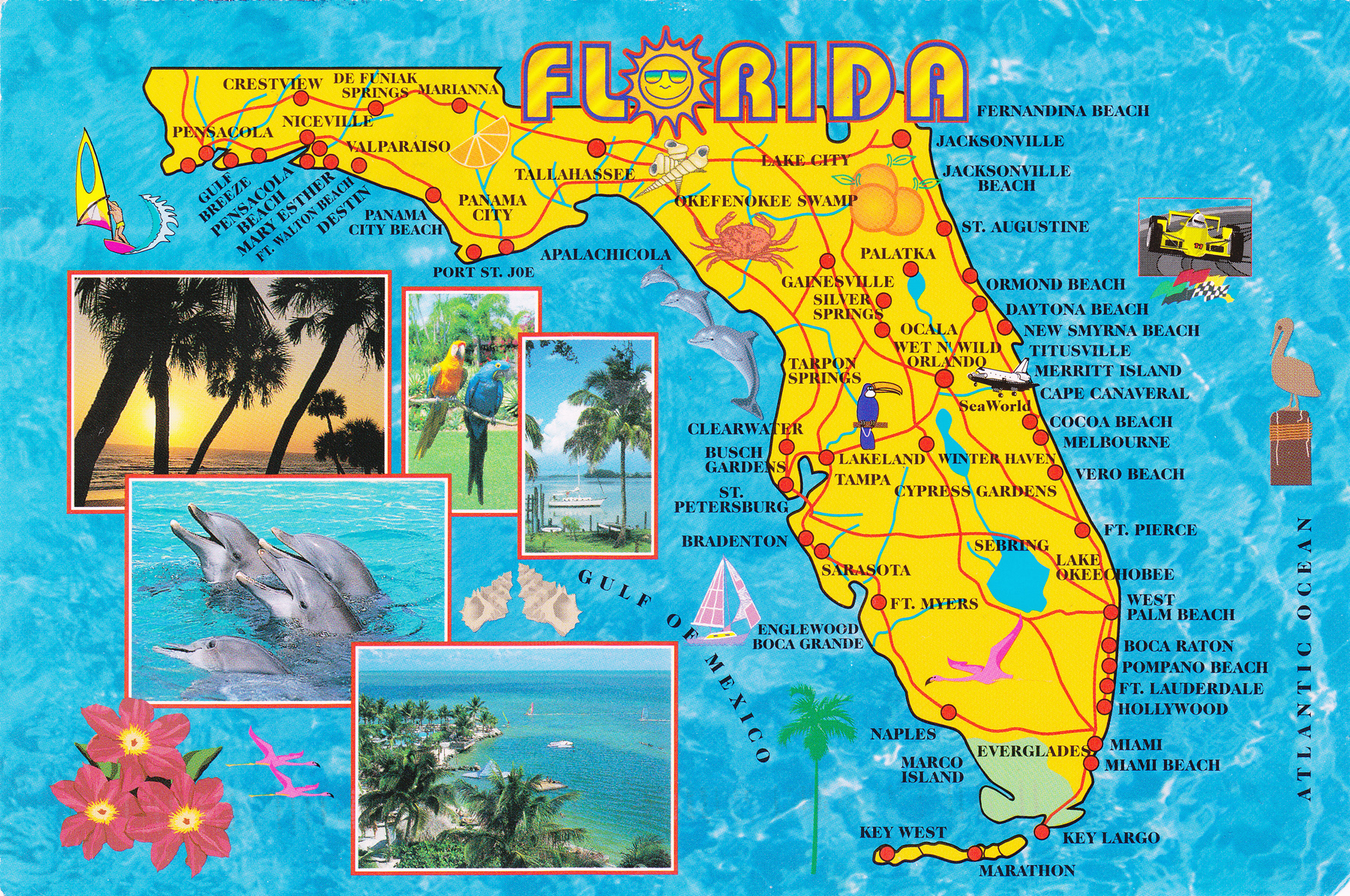 Large Detailed Tourist Map Of Florida State Vidiani 