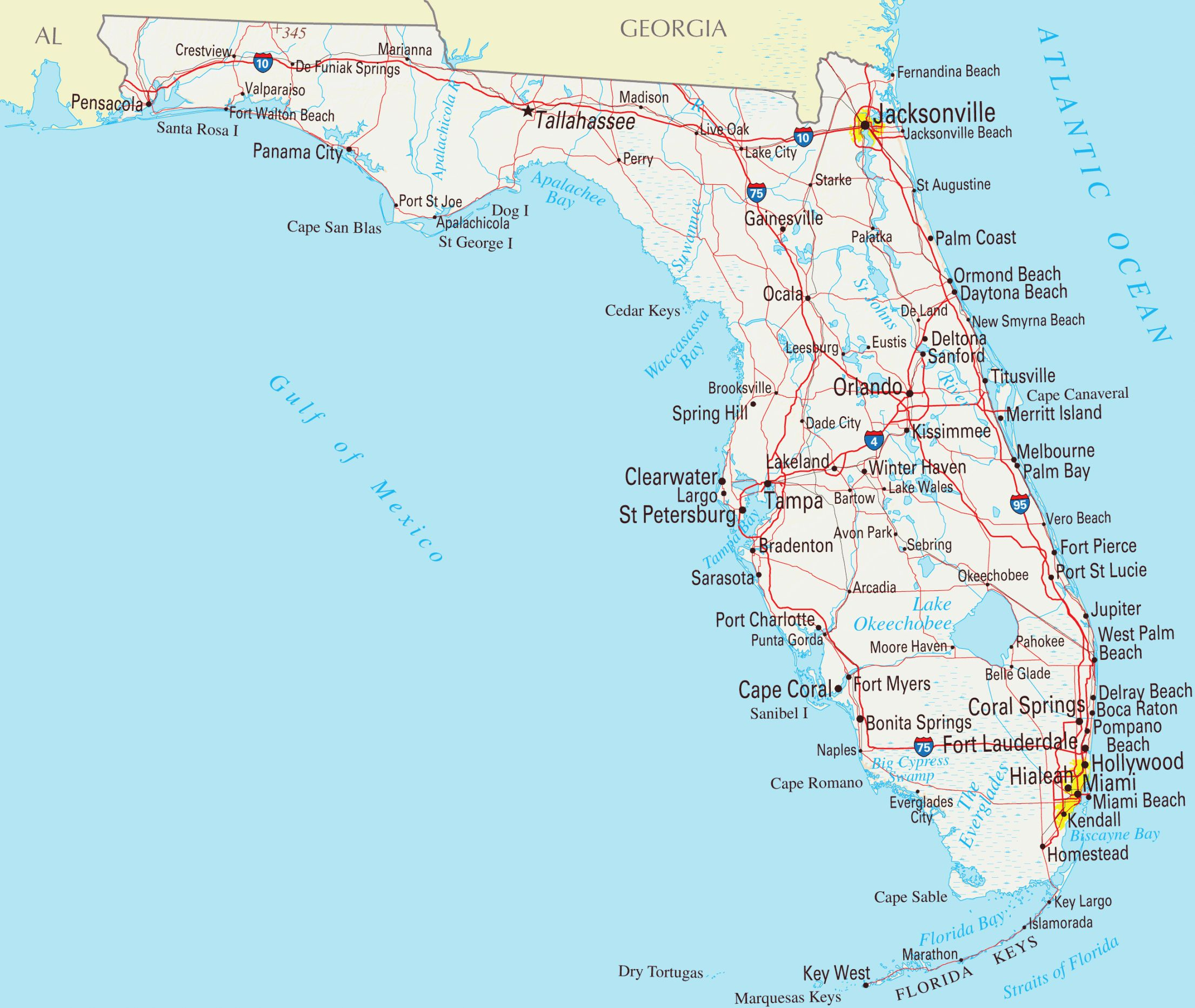 Map Of Florida Cities On Gulf Coast 